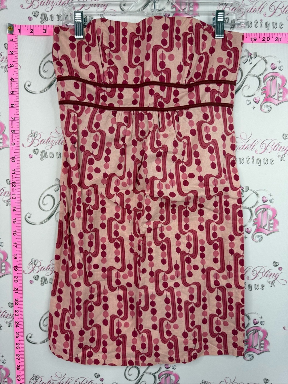 Johnny Martin y2k dress Pink and Maroon Geometric Strapless Dress